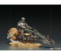 Star Wars Star Waes The Mandalorian And Grogu On Speeder Art Scale Figure