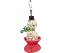 Mandarin Bird Toys by M&M 1501 Sola Snowman - Handcrafted Chewable Bird Cage Toy, Handmade Sola Wood Balls, Cup Cake Cups, Bamboo Finger Trap, Great for Sm & Med Size, Budgie Finch Lovebird