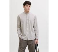 Jack & Jones Esummer Linen Blend Band Long Sleeve Shirt Grey XL Men