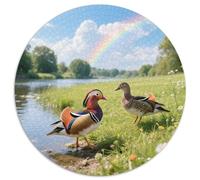 Mandarin Duck 1000 Piece Round Puzzle Emotional Wellness All Users Stress Relief Puzzle Bird Spa Setting Or Quiet Room 1000pcs (67.5x67.5cm)