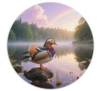 Mandarin Duck 1000 Piece Round Puzzle Emotional Wellness All Users Stress Relief Puzzle Bird Spa Setting Or Quiet Room 1000pcs (67.5x67.5cm)