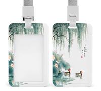 Mandarin Duck Love Bird Card Holder Cute ID Badge Holders Card Protector for Office Work Women Men