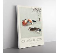 Mandarin Ducks By Ohara Koson Exhibition Museum Asian Japanese Canvas Wall Art Print Ready to Hang, Framed Picture for Living Room Bedroom Home Office Décor, 60x40 cm (24x16 Inch)