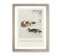 Mandarin Ducks By Ohara Koson Exhibition Museum Asian Japanese Framed Print | A4 Oak Framed Wall Art | Ready to Hang | Asian Animal Picture | Living Room Bedroom Lounge Office