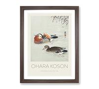 Mandarin Ducks By Ohara Koson Exhibition Museum Asian Japanese Framed Wall Art Print, Ready to Hang Picture for Living Room Bedroom Home Office Décor, Walnut A4 (34 x 25 cm)