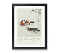 Mandarin Ducks By Ohara Koson Exhibition Museum Asian Japanese Framed Wall Art Print, Ready to Hang Picture for Living Room Bedroom Home Office Décor, Black A3 (34 x 46 cm)