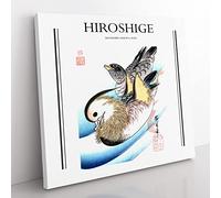 Mandarin Ducks By Utagawa Hiroshige Exhibition Museum Asian Japanese Canvas Wall Art Print Ready to Hang, Framed Picture for Living Room Bedroom Home Office Décor, 50x50 cm (20x20 Inch)