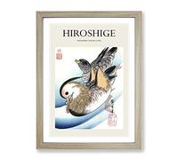 Mandarin Ducks By Utagawa Hiroshige Exhibition Museum Asian Japanese Framed Wall Art Print, Ready to Hang Picture for Living Room Bedroom Home Office Décor, Oak A4 (34 x 25 cm)