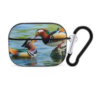 Mandarin Ducks Playing in The Water AirPod Pro Case, Anti Scratch Hard PC Cover with Keychain, AirPod Pro 2nd/1st Case Accessories for Women Men, Black-Style