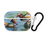 Mandarin Ducks Playing in The Water AirPod Pro Case, Anti Scratch Hard PC Cover with Keychain, AirPod Pro 2nd/1st Case Accessories for Women Men, White-Style