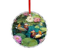 Mandarin Ducks Playing in The Water Christmas Ornaments Crystal Glass Hanging Pendant Craft Gifts for Christmas Tree Decoration
