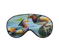 Mandarin Ducks Playing in The Water Eye Mask for Women & Men, Breathable & Adjustable Eye Cover, Ultra Soft Sleep Mask, Lightweight Travel Blindfold for Airplane, Nap, Night Sleeping