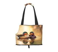 Mandarin Ducks Playing in The Water Pet Tote Bag Foldable Handbag Carrier for Small Dogs Cats Puppy Portable Travel Shoulder