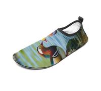Mandarin Ducks Playing in The Water Water Shoes for Men Women, Lightweight Stretch Swim Shoes with Anti-Slip Rubber Sole, Quick-Dry Aqua Socks for Pool, Beach, Surfing, Style, 14 Women/14 Men