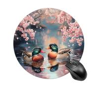 Mandarin Ducks Round Mouse Pad with Non Slip Rubber Base Waterproof Mousepad for Laptop Computer Office