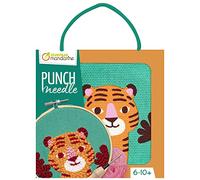 Avenue Mandarine KC151C - Cross stitch kit for children PUNCH NEEDLE - 18x18 cm - From 6 years - TIGER - Children's Creative and Leisure Activity - DIY