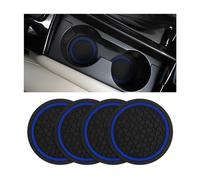 Mandark 4PCS Car Cup Holder Coasters, 2.75 Inch Non-Slip Insert Water Bottle Holder Pads, Dustproof Automotive Interior Accessories Mat, Universal for Vehicles, Trucks, RVs and More（Black/Blue）