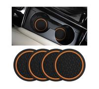 Mandark 4PCS Car Cup Holder Coasters, 2.75 Inch Non-Slip Insert Water Bottle Holder Pads, Dustproof Automotive Interior Accessories Mat, Universal for Vehicles, Trucks, RVs and More (Black/Orange)