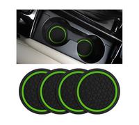 Mandark 4PCS Car Cup Holder Coasters, 2.75 Inch Non-Slip Insert Water Bottle Holder Pads, Dustproof Automotive Interior Accessories Mat, Universal for Vehicles, Trucks, RVs and More (Black/Green)