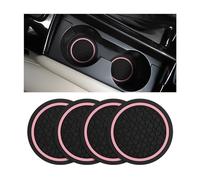 Mandark 4PCS Car Cup Holder Coasters, 2.75 Inch Non-Slip Insert Water Bottle Holder Pads, Dustproof Automotive Interior Accessories Mat, Universal for Vehicles, Trucks, RVs and More（Black/Pink）