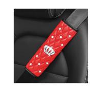 Mandark Bling Car Seatbelt Cover, 2PCS Rhinestones Crown Vehicle Seat Belt Strap Cushion Pad, Diamond Automotive Interior Shoulder Neck Harness Protector Accessories, Universal Fit(Red)