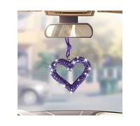 Mandark Bling Heart Car Hanging Accessories, Crystal Rhinestone Vehicle Rear View Mirror Charm Pendant Ornaments, Cute Diamond Auto Interior Hanger Decoration for Women Girls（Purple）