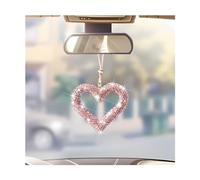 Mandark Bling Heart Car Hanging Accessories, Crystal Rhinestone Vehicle Rear View Mirror Charm Pendant Ornaments, Cute Diamond Auto Interior Hanger Decoration for Women Girls（Pink）