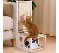 MANDAROO Sisal Cat Scratcher - L Shaped Cat Scratching Board with Toy Ball, Vertical & Horizontal Couch Scratcher, Big Standing Sisal Cat Scratch Post for Indoor Cats (Non-Cardboard)