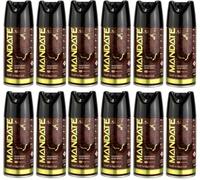 Mandate Deodorant Body Spray Multipack, Musk and Amber Scent with Citrus and Herbal Notes for him, 12 x 150ml