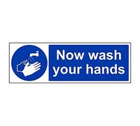 Mandatory General - Now Wash Your Hands - 300 X 100mm Restickable Safety Sign