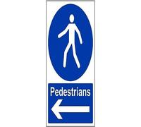 Mandatory General - Pedestrians, Arrow Left - 150 X 200mm Restickable Safety Sign