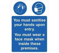 Mandatory Hand Sanitising and Face Mask Sign A4 (Sticker)