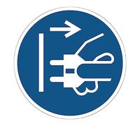 Mandatory NF ISO7010 Mandatory Mandatory Adhesive Sticker Round Laminated Water and UV Resistant - Disconnect Mains Power Plug - Diameter 60 cm