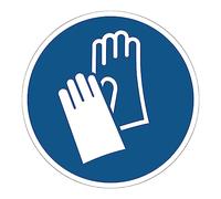 Mandatory NF ISO7010 Mandatory Mandatory Adhesive Sticker Round Laminated Water and UV Resistant Mandatory Protective Gloves Diameter 40 cm