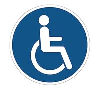 Mandatory NF ISO7010 Mandatory Mandatory Sticker - Round Laminated Laminated Sign - Water and UV Resistant - Passage for Disabled People - Diameter 5 cm