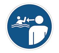 Mandatory NF ISO7010 Mandatory Mandatory Sticker - Round Laminated Laminated Sign - Water and UV Resistant - Monitor Children in Aquatic Environment - Diameter 60 cm