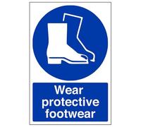 Mandatory Ppe - Wear Protective Footwear - 200 X 300mm Restickable Safety Sign