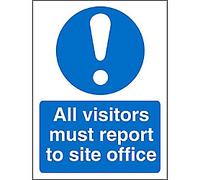 Mandatory Sign All Visitors Report to Site Adhesive Vinyl 30 x 20 cm
