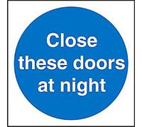 Mandatory Sign Close At Night Adhesive Plastic 10 x 10 cm