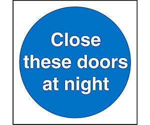 Mandatory Sign Close At Night Adhesive Plastic 20 x 20 cm