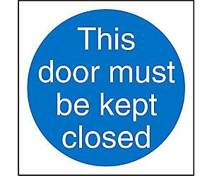 Mandatory Sign Door Kept Closed Adhesive Plastic 20 x 20 cm