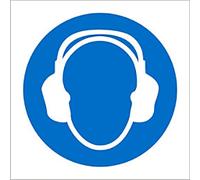 Mandatory Sign Ear Protection Adhesive Plastic 20 x 20 cm