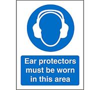 Mandatory Sign Ear Protectors in this Area Adhesive Plastic 30 x 20 cm