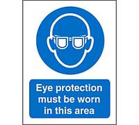 Mandatory Sign Eye Protection in This Area Adhesive Plastic 30 x 20 cm