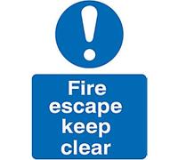 Seco Fire Escape Keep Clear Sign, 150mm x 200mm - Self Adhesive Vinyl