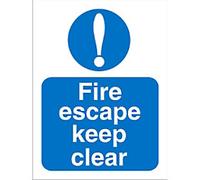 Mandatory Sign Fire Escape Keep Clear Adhesive Vinyl 30 x 20 cm