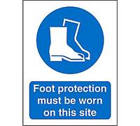 Mandatory Sign Foot Protection Adhesive Plastic 30 x 20 cm