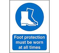 Seco Foot Protection Must Be Worn at All Times Sign, 150mm x 200mm - Self Adhesive Vinyl