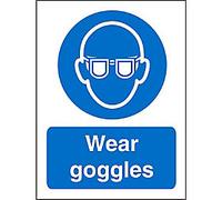 Mandatory Sign Goggles Adhesive Plastic 30 x 20 cm