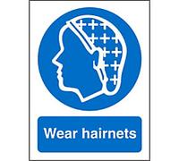 Mandatory Sign Hairnets Adhesive Vinyl 30 x 20 cm